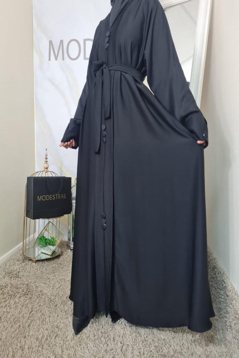 Black button detail abaya