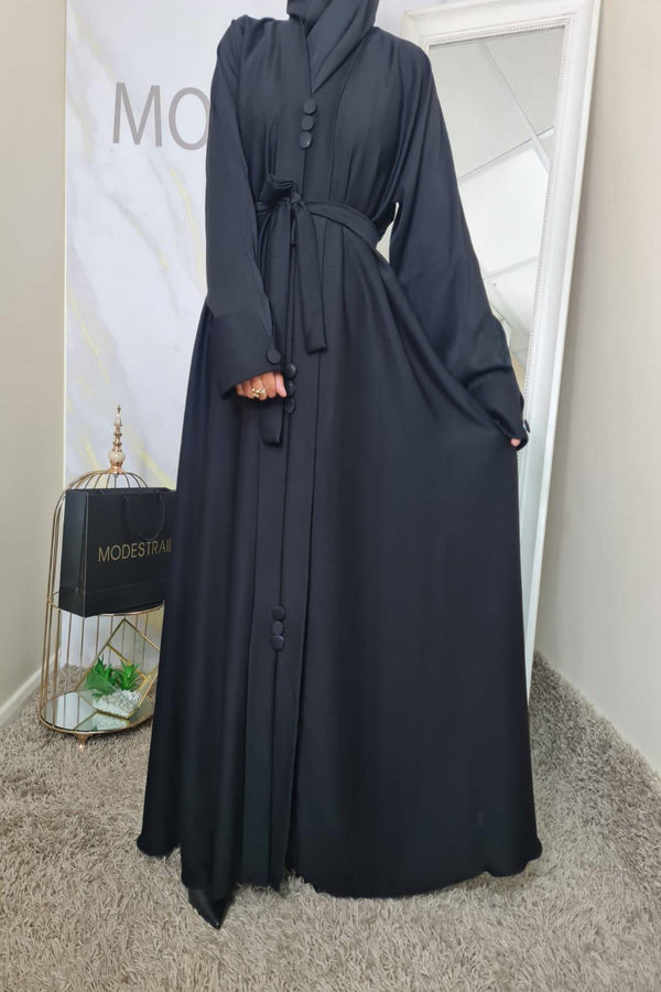 Black button detail abaya