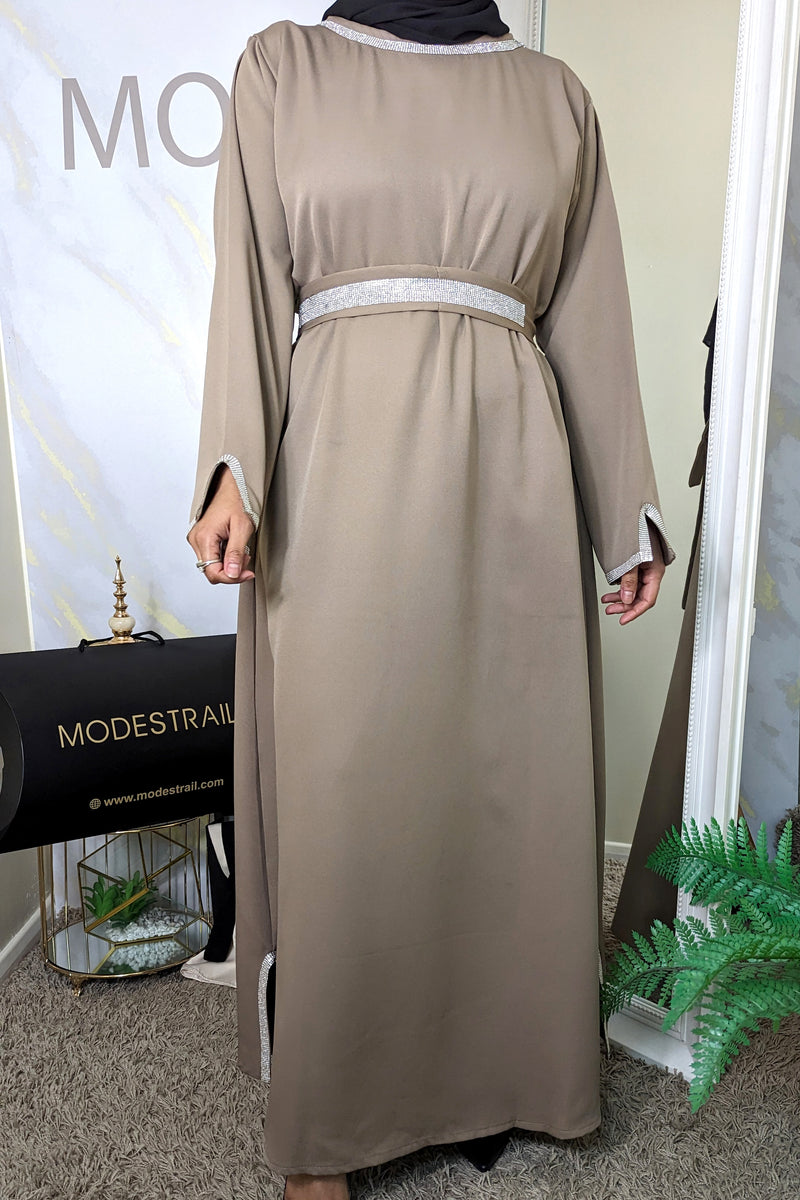 Mocha With Silver Rim Abaya