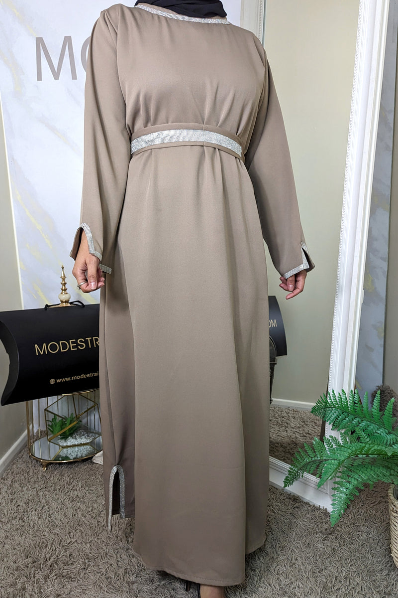 Mocha With Silver Rim Abaya