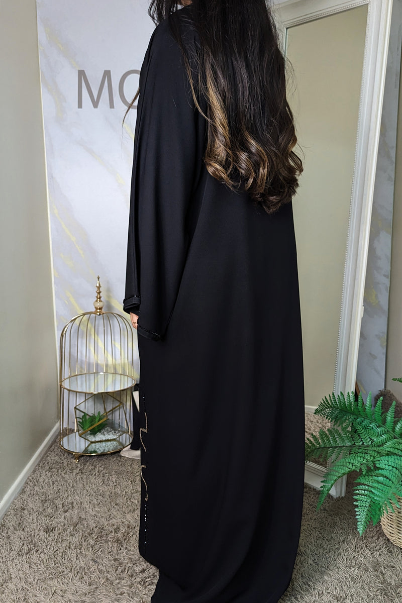 Wave Beading Black Abaya