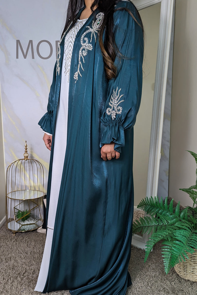 Teal Shimmer 2 Piece Abaya