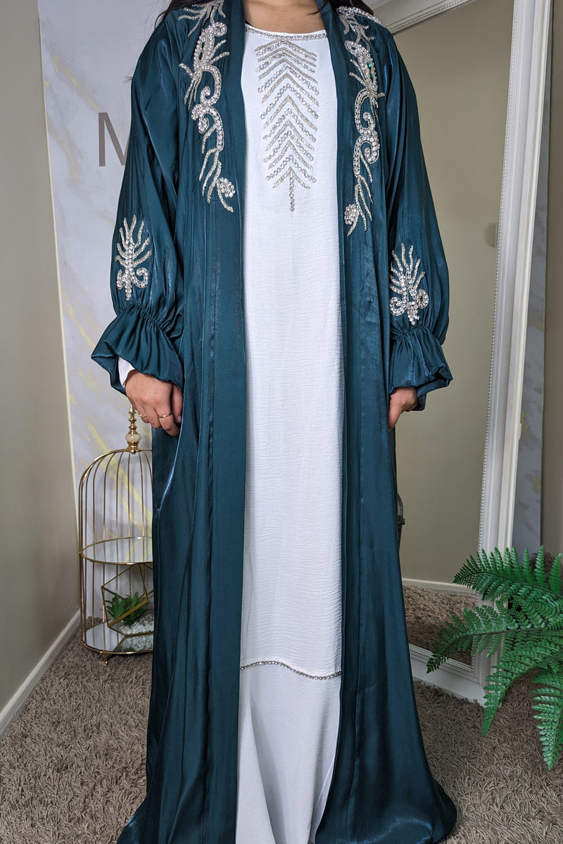 Teal Shimmer 2 Piece Abaya