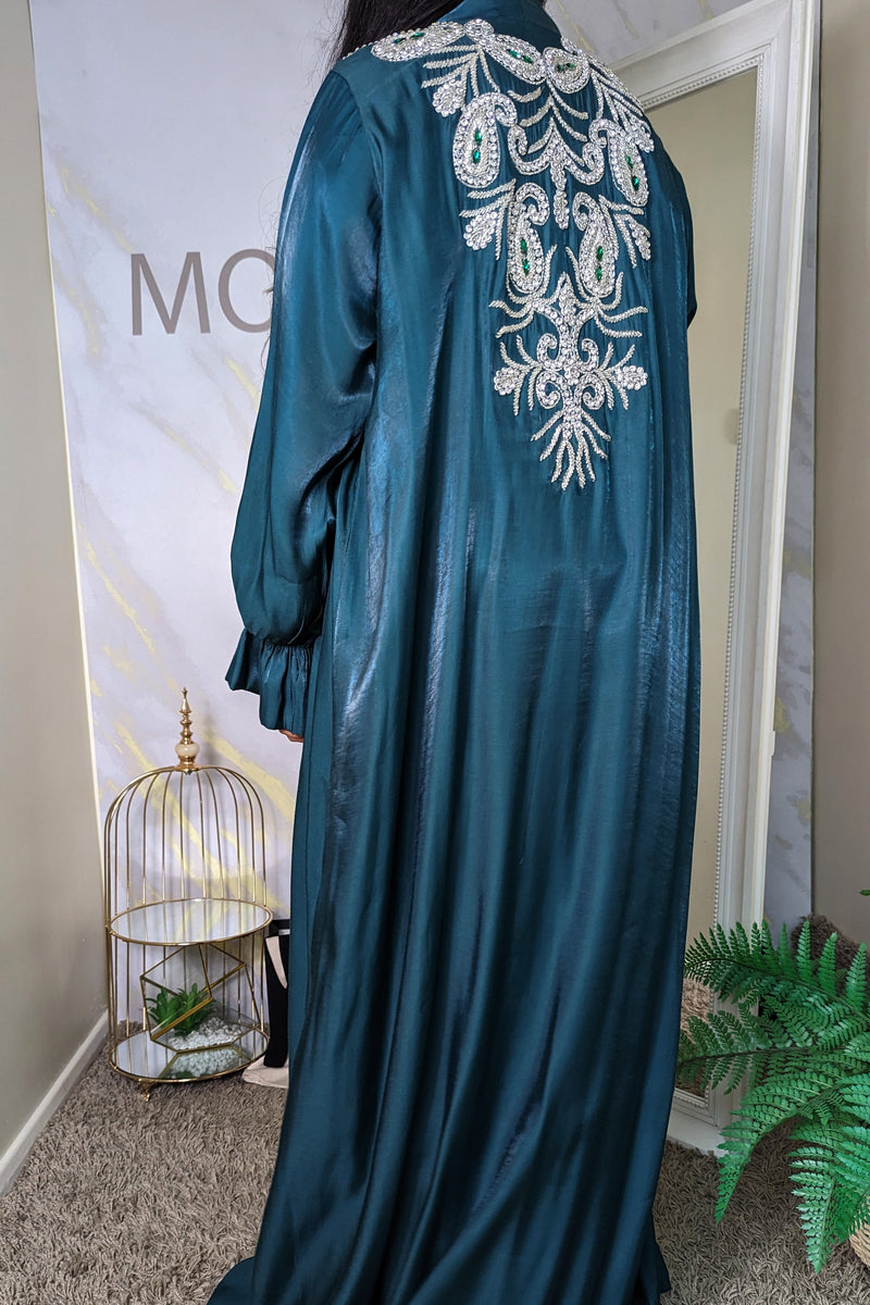 Teal Shimmer 2 Piece Abaya