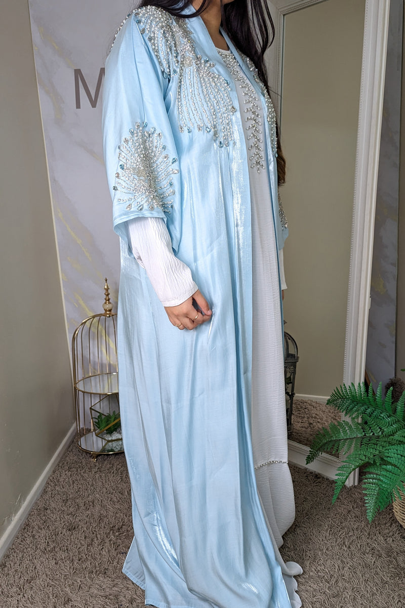 Sky Blue 2 Piece Gem Abaya