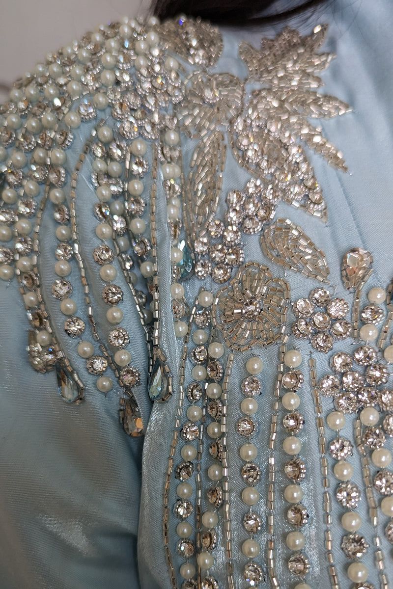 Sky Blue 2 Piece Gem Abaya