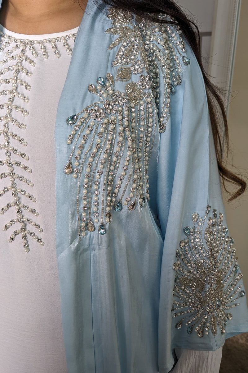 Sky Blue 2 Piece Gem Abaya