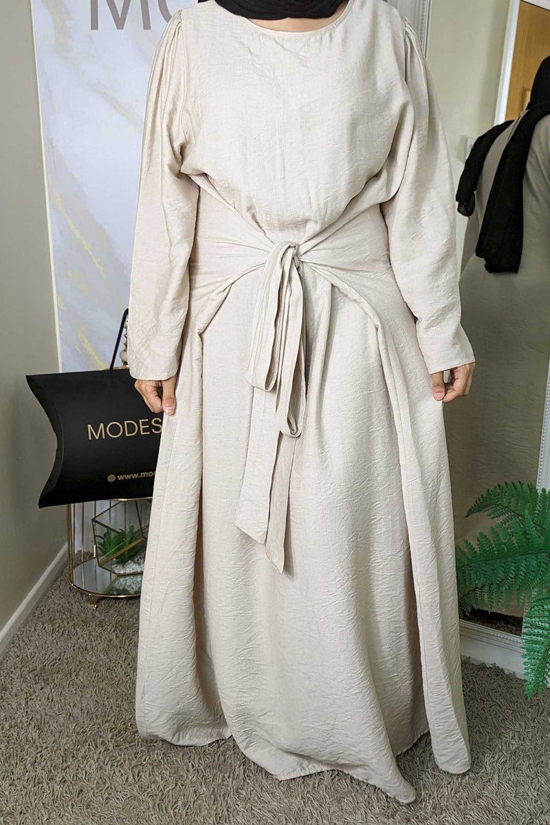 Cream Linen Pencil Abaya