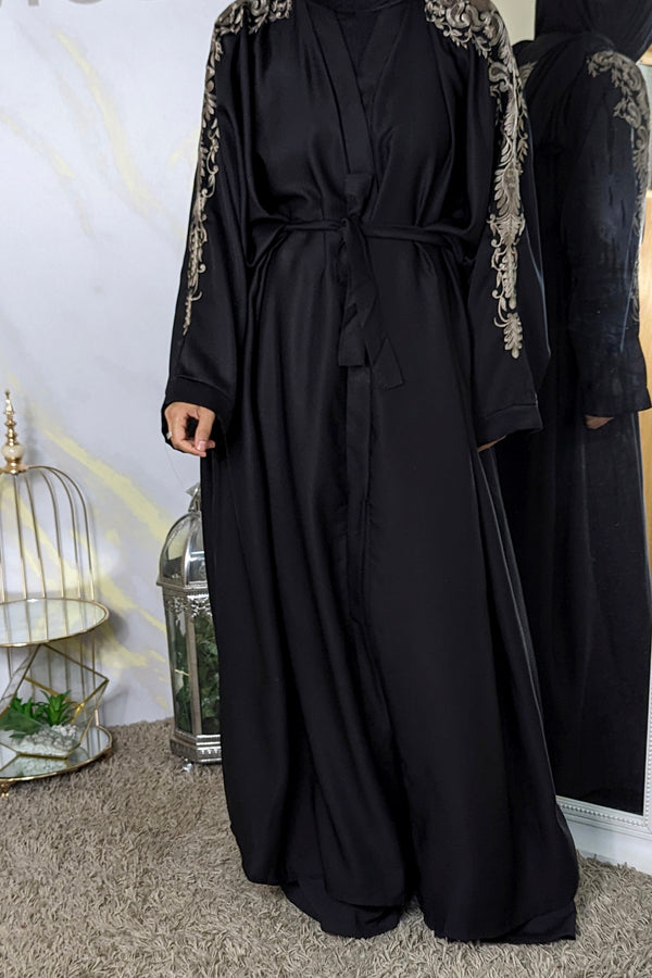 Black Shoulder Embroidered Abaya