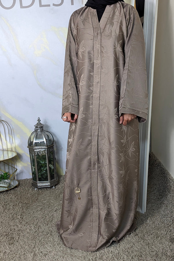 Mocha Shimmer Textured Abaya