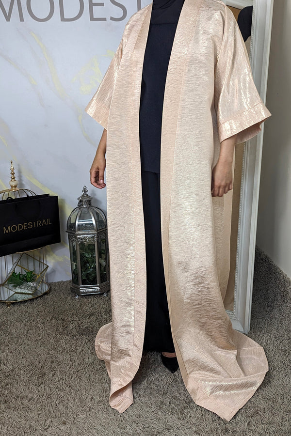 Peach Shimmer Open Abaya