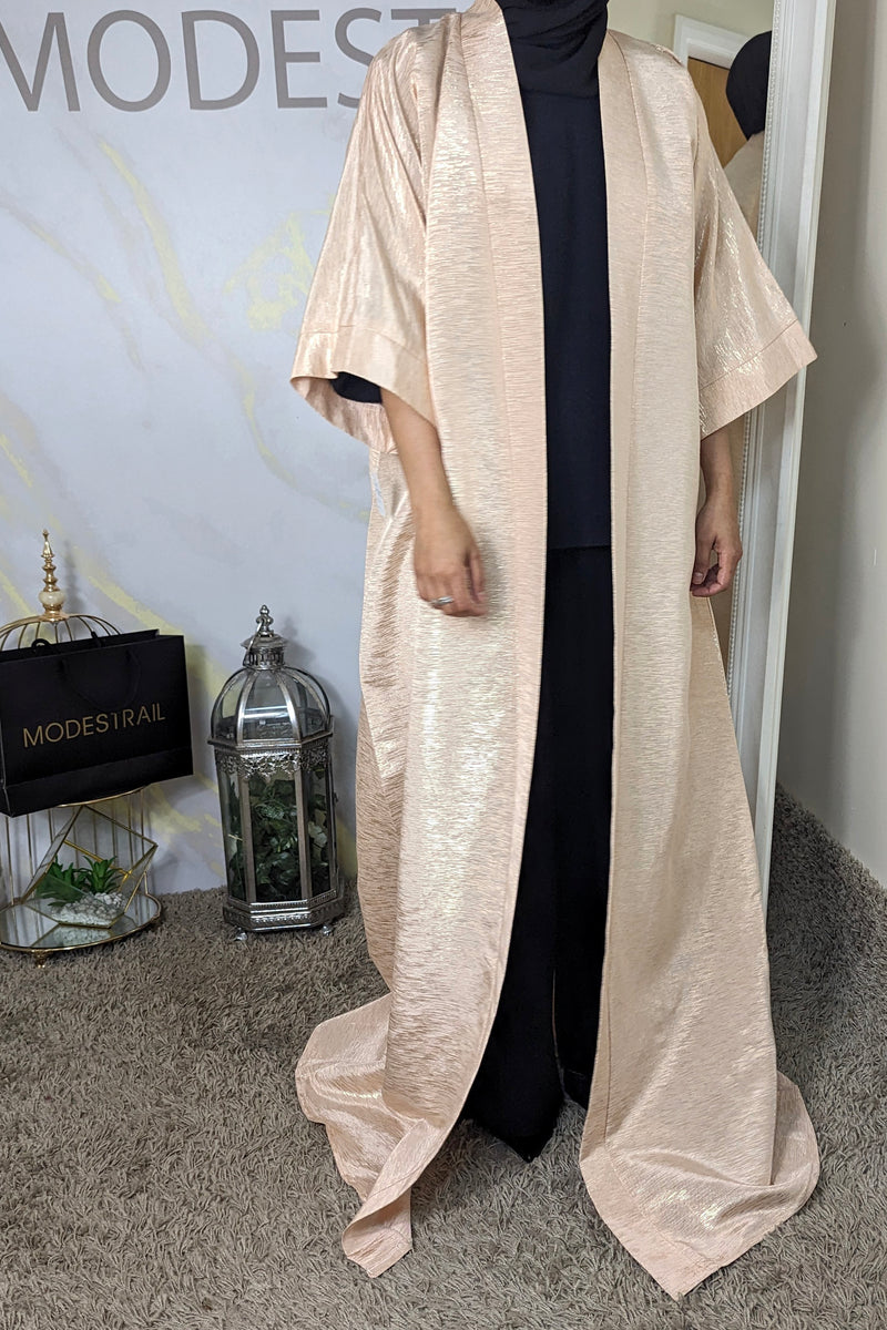 Peach Shimmer Open Abaya